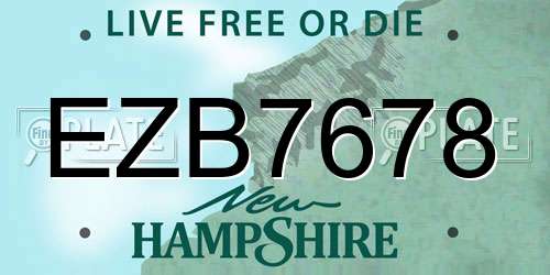 EZB7678 New Hampshire License Plate