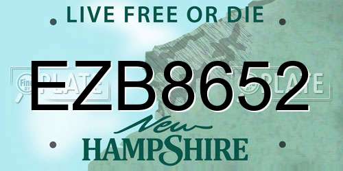 EZB8652 New Hampshire License Plate