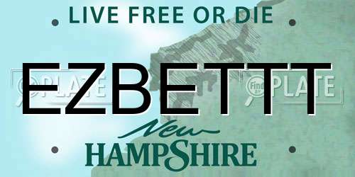 EZBETTT New Hampshire License Plate