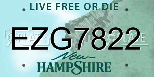EZG7822 New Hampshire License Plate