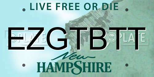 EZGTBTT New Hampshire License Plate