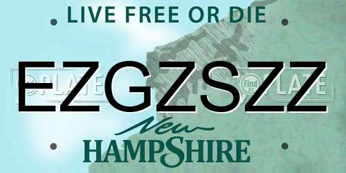 EZGZSZZ New Hampshire License Plate