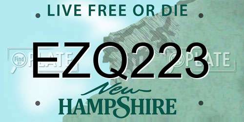 EZQ223 New Hampshire License Plate