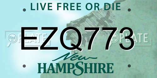 EZQ773 New Hampshire License Plate