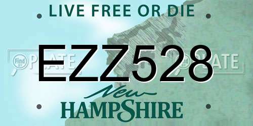 EZZ528 New Hampshire License Plate