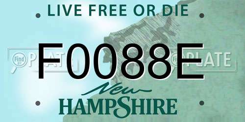 F0088E New Hampshire License Plate