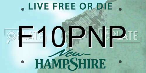 F10PNP New Hampshire License Plate