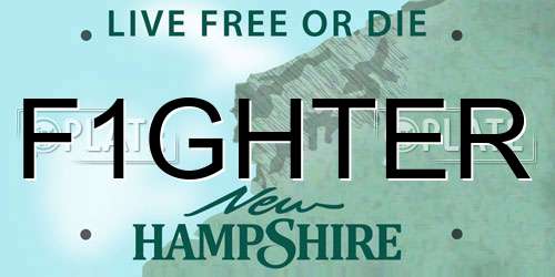 F1GHTER New Hampshire License Plate