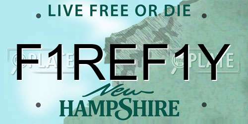 F1REF1Y New Hampshire License Plate