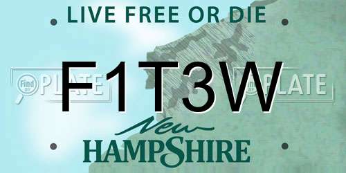 F1T3W New Hampshire License Plate