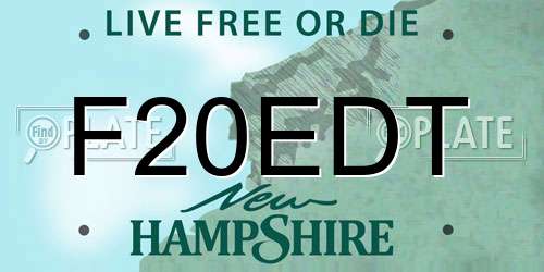 F20EDT New Hampshire License Plate