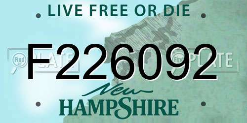 F226092 New Hampshire License Plate