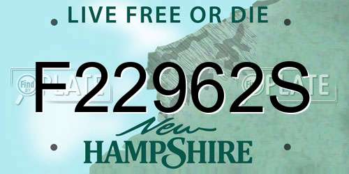 F22962S New Hampshire License Plate