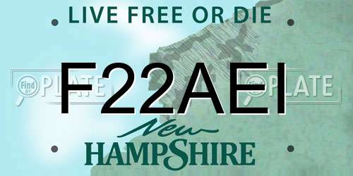 F22AEI New Hampshire License Plate