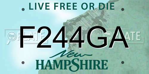 F244GA New Hampshire License Plate