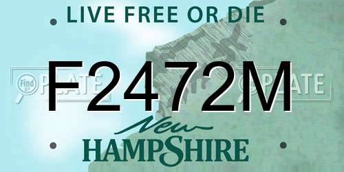 F2472M New Hampshire License Plate