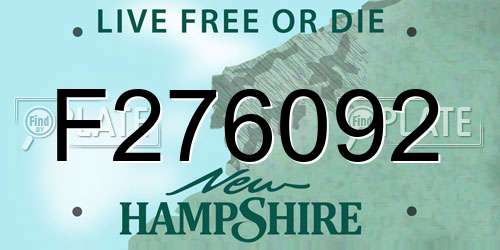 F276092 New Hampshire License Plate