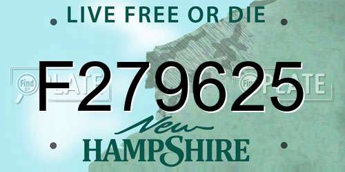 F279625 New Hampshire License Plate