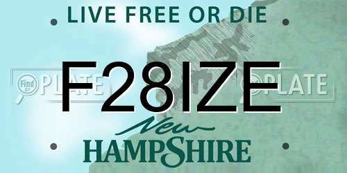 F28IZE New Hampshire License Plate