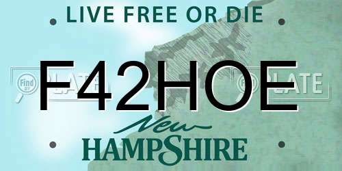 F42HOE New Hampshire License Plate