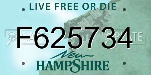 F625734 New Hampshire License Plate