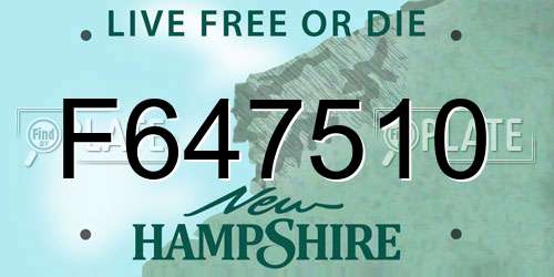 F647510 New Hampshire License Plate