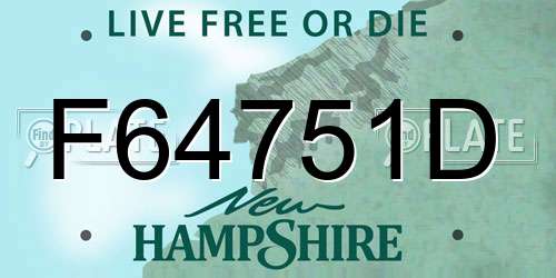F64751D New Hampshire License Plate