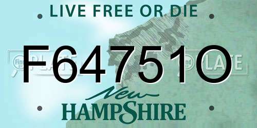 F64751O New Hampshire License Plate
