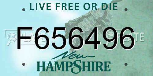F656496 New Hampshire License Plate