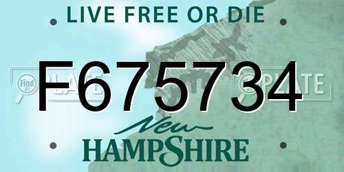 F675734 New Hampshire License Plate