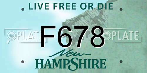 F678 New Hampshire License Plate