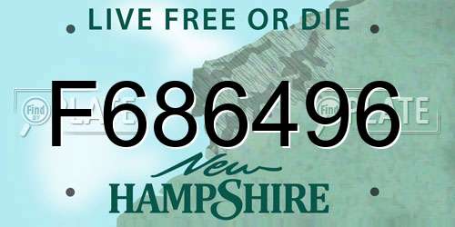 F686496 New Hampshire License Plate