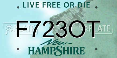 F723OT New Hampshire License Plate