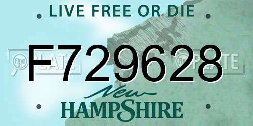 F729628 New Hampshire License Plate