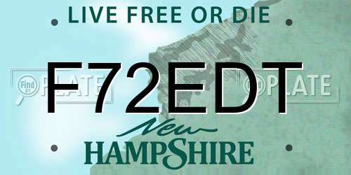 F72EDT New Hampshire License Plate