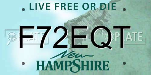 F72EQT New Hampshire License Plate