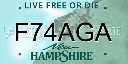 F74AGA New Hampshire License Plate