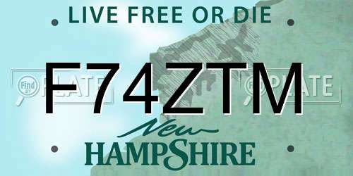 F74ZTM New Hampshire License Plate