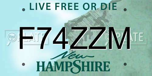 F74ZZM New Hampshire License Plate