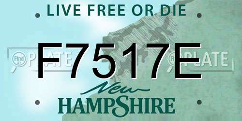 F7517E New Hampshire License Plate