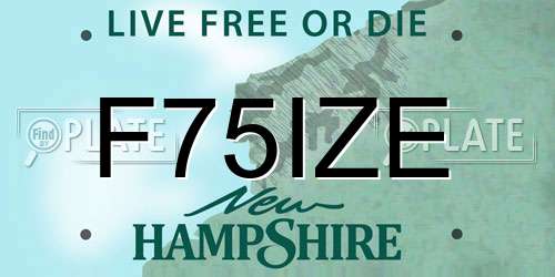 F75IZE New Hampshire License Plate