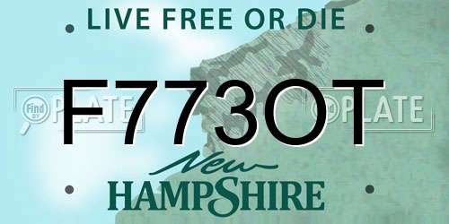 F773OT New Hampshire License Plate