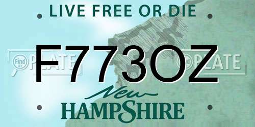 F773OZ New Hampshire License Plate