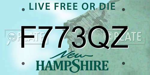 F773QZ New Hampshire License Plate
