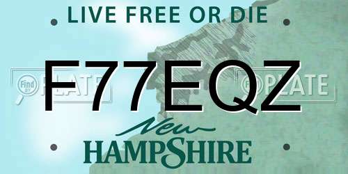 F77EQZ New Hampshire License Plate