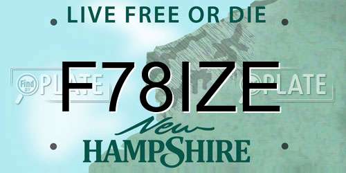 F78IZE New Hampshire License Plate