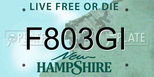F803GI New Hampshire License Plate