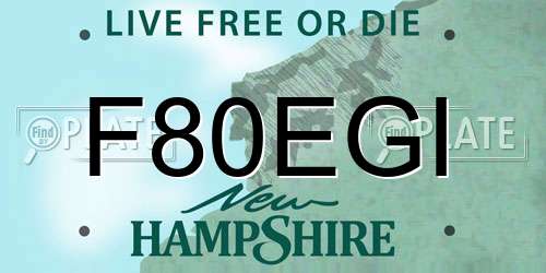 F80EGI New Hampshire License Plate