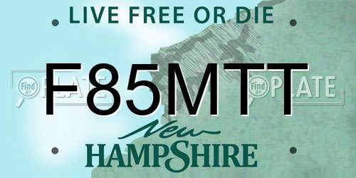 F85MTT New Hampshire License Plate