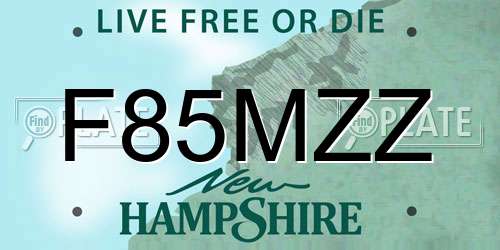 F85MZZ New Hampshire License Plate